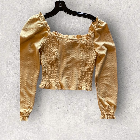 Urban Romantic Yellow Long Sleeve Ruffled Peasant Top Blouse. Great Condition. - Picture 5 of 9